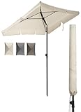 4happy SET Sonnenschirm + Sonnenschirmhülle - Beige - UV50+ Sonnenschirm rechteckig 200x125cm, Sonnenschutz Balkon - Balkonschirm höhenverstellbar, Knickfunktion