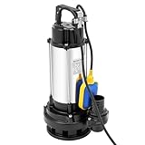 Schmutzwassertauchpumpe aus Edelstahl 1500W 36m³/h Schmutzwasser Tauchpumpe max. Eintauchtiefe 30m Abwasserpumpe,Edelstahlmantel,Überhitzungsschutz