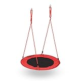 Relaxdays Nestschaukel, runde Hängeschaukel Ø 90 cm, Kinder & Erwachsene, verstellbar, bis 100 kg, Outdoor & Indoor, rot