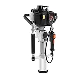 JAYEUW Benzin Pfahlramme 37.7cc 4-Takt Zaunpfahlramme mit 2 Pfosten-Rammköpfen φ45mm/φ55mm Handzugstart Erdlochbohrer Handramme für Ranchzäune, Gebäude Zaunbau