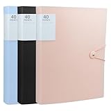 3Pcs A4 Sichtbuch A4 mit Klarsichthüllen, 120 Taschen Dokumentenmappe Präsentationsbuch Projektordner für Broschüren Berichte Zertifikate Schulordner (Schwarz Blau Rosa)