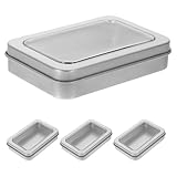 KICHOUSE 4 Stück Spielkarten Aufbewahrungsbox Metall Rechteckig 88x60x18mm mit Sichtfenster Organizer für Sammelkarten und Zubehör