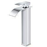 SGUVK Wasserhahn Bad Wasserfall Waschtischarmatur Chrom, Edelstahl Einhebelmischer, Heiß und Kalt einstellbar Waschbecken Armaturen, Modern Armatur Badezimmer mit Auslauf Höhe 232MM