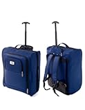 Granori Handgepäck Rucksack Koffer 55x40x20 cm | Leichter 2-in-1 Flugzeug Kabinengepäck Reisekoffer (Kabinentrolley) 40 L mit Rollen und Schulterträger (auch als Rucksack nutzbar) (Blau)