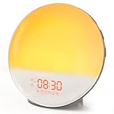 Dekala Grauer Sonnenaufgangswecker für schwere Schläfer, Aufwachlicht mit Sonnenaufgang/Sonnenuntergangssimulation, Dual-Alarme, FM-Radio, Nachtlicht in 7 Farben, ideales Geschenk