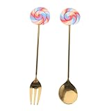 SOLUSTRE 1 Set Lolli Löffel Besteck Besteck Backen Edelstahl Dessert Eislöffel Servierlöffel Cartoon Design Kuchenlöffel Obstlöffel Geschirr Keksschaufel Metall