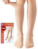 2 Paar Medizinische Kompressionsstrümpfe Damen & Herren 20-30 mmHg, Klasse 2, Geschlossenem Zehenbereich Abgestufte Unterstützung Stützstrümpfe für Krampfadern Ödeme Flug (2x Beige, XL)
