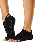 toesox Damen Low Rise Half Toe Grip Socken - Rutschfeste Pilates Grip Socken, Barre & Yoga Socken mit Griffen, Ballett Zehensocken, Medium, Tec Evolve, Schwarz, Medium