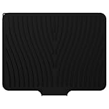 Toaboa Abtropfunterlage Silikon Abtropfmatte Geschirr mit Ablauf 40x33x1.5cm Arbeitsplattenschutz Schnelle Entwässerung, rutschfest, Hochtemperaturbeständig Spülbeckeneinlage für Küche (Schwarz)