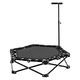 klappbar Fitness Trampolin Bis 150KG s Indoor Trampolin 107cm Sechseckiges Trainingstrampolin mit 3 verstellbare Handgriffstufen