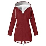 Komiseup Regenjacke Damen Lange Übergangsjacke mit Kapuze Wasserdicht Atmungsaktiv Softshelljacke Frauen Regenmantel Fleece gefütterte Funktionsjacke Winter Windbreaker Wanderjacke Outdoorjacke 20