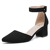 TLOLA Damenschuhe mit mittelhohem Absatz, elegante Sandalen, Pumps, für Damen, Hochzeit, Party, 5,7 cm, Schwarz , 39 EU
