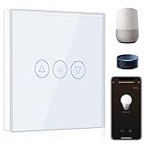 BSEED Smart Dimmer Lichtschalter 1 Fach 1 Weg Wifi Smart Led Dimmer Schalter arbeitet mit Amazon Alexa,Touch Lichtschalter Glas Touchscreen-schalter Weiß 2.4GHz(Erforderlich Neutral Draht)