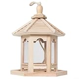 Entgoinggo Sechseckiges Vogelfutterhaus aus Holz mit abnehmbarer Oberseite, 27 cm Drahtaufhänger für Bluebirds Rotkehlchen und Wildvögel