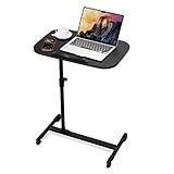 Magshion Höhenverstellbarer mobiler Laptop-Ständer, Schreibtisch, Rollwagen, tragbar, Überbett, schwarzer Tisch für Zuhause, Büro, Schule