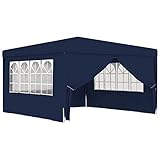 HOMIUSE Pavillon Faltpavillon Gartenpavillon Grillpavillon Verkaufsstand Gartenlaube Party Zelt Groß Bierzelt Faltzelt Faltbar Blau 90 g/m² Profi-Partyzelt mit Seitenwänden 4x4 m Grill Pavillions