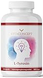 Veganes L-Tyrosin I 240 hochdosierte Kapseln I 1000 mg pro Tagesdosis I reine Aminosäure aus pflanzlicher Fermentation I laborgeprüft I 4 Monate Reichweite I in Deutschland produziert I VITACONCEPT