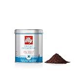 illy, Gemahlener Kaffee für Espresso ENTKOFFEINIER, 100 % Arabica mit Noten von Karamell, Schokolade und Geröstetem Brot, Koffeinfrei, Harmonischer Geschmack, 1 Dose mit 125g