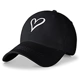 HeyCaps Baseball Cap Damen mit Herzförmiges Stickmuster Baumwolle Mütze Verstellbarem Kappe Outdoor Sports Cap 2024 Neu