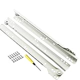 1 Paar Metallschienen Schubladenschienen Führung 25,4 cm 40,6 cm 40,6 cm 45,7 cm 50,8 cm 55,9 cm, abnehmbare Oberfläche, weiße Pulverbeschichtung, rostfrei, für Küchenschrank, Nachttisch