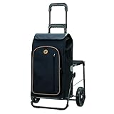 Andersen Einkaufstrolley - klappbar - 61 Liter - mit Klappsitz bis 120 kg - mit Kühlfach - belastbar 50 kg - Stahlgestell - Trolley - Komfort Shopper Folke schwarz