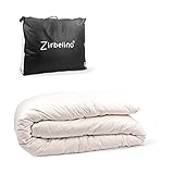 Zirbenbettdecke | 155x220cm - für Sommer & Winter, angenehmes Gewicht | mit Bio-Schafwolle und Zirbenspänen, Bezug: Baumwolle | inkl. Aufbewahrungstasche