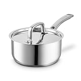 Sur La Table Stielkasserolle, 18 cm, genieteter Stahlgriff und Deckel, induktionsgeeignet, Edelstahl