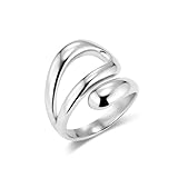 ALEXCRAFT Sterling Silber 925 Ringe für Damen Frauen, Einfacher Glatter Hohl Verstellbare Offen Ringen Silber Klobig Chunky Dick Groß Träne Wassertropfen Daumen Finger Umarmen Ringe Damen Herren