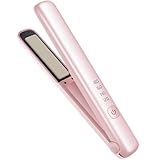 Glätteisen Kabellos, 2 in 1 Mini Haarglätter für Unterwegs Mini Haarglätter Und Lockenstab mit USB-C Aufladung Kompakter Tragbarer Keramik-haarglätter zum Locken und Glätten mit LCD-Display (Rosa)