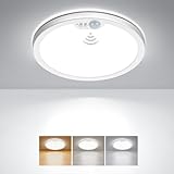 Matane LED Deckenleuchte mit Bewegungsmelder, 18W Deckenlampe Bewegungssensor Innen, Warmweiß/Neutralweiß/Kaltweiß für Schlafzimmer, Flur, Küche, Badzimmer, Balkon, Keller, Garage, Treppe 22cm