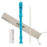 EAST TOP 8-Loch-Kunststoff-Sopranblockflöte für Kinder Anfänger, 8-Loch-Griffflöten-Blockflöteninstrument 3-teilig mit Reinigungsset, Baumwollbeutel, Grifftabelle, bunte Box (Blau)