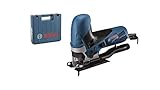 Bosch Professional Stichsäge GST 90 E (Leistung 650 Watt, 1x Sägeblatt, Absaug-Set, Spanreißschutz, Schnitttiefe in Holz: 90 mm, im Koffer)