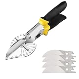 Winkelschneidschere PräZise Mehrwinkel Gehrungsschere Professionelle Gehrungsschere einstellbar 45-135 Grad Für präzise Schnitte in Zierleisten, Kabelkanäle, Gummi & Holz, inkl 4 Ersatzklingen