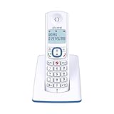 ALCATEL F530 - Schnurloses Festnetztelefon DECT - Großes beleuchtetes Display - Freisprechfunktion - Anrufblockierungsfunktion - 2 Direktwahltasten - Weiß/Blau