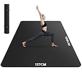 HAPBEAR Yogamatte XXL- Extra Groß Breit Yoga Matte, TPE Sportmatte Fitnessmatte rutschfest 198cm x137cmx6mm Dicke, Ultra Haltbar, Gymnastikmatte für Pilates, Gym, Zuhause, Workout - Schwarz