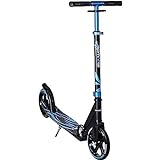 muuwmi Aluminium Scooter – Tretroller, 205 mm, ABEC 7, für Kinder und Erwachsene, GS-geprüft, höhenverstellbar, blau