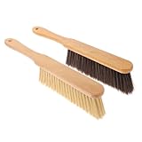 SAFIGLE 2 Stück Handfeger mit Langem Holzgriff Weiche und Harte Borsten Staub Schmutzentferner für Bett Sofa Auto Vielseitige Reinigungsbürste für Schwer Zugängliche Ecken und Flächen