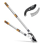 AIRAJ Teleskop-Astschere 70–103 cm, robuste Astschere mit Ersatzklingen, SK-5-Stahlklinge und Teflonbeschichtung, sechsfach verstellbarer Griff, professionelle Baumschere