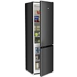 CHIQ CBM260LC Kühl/Gefrie Kombination 262L (187L Kühlbereich+75L XXL Gefrierfach) |137 kWh/Jahr, EEK C, Edelstahloptik, 38dB | Wechselbartür, 4-Sterne Gefrierleistung, Schwarz