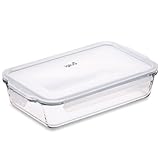 Igluu Meal Prep - Glas-Lasagneform mit luftdichtem Schnappverschluss-Deckel - Große rechteckige Backform - BPA-frei, mikrowellen-, gefrier- und spülmaschinengeeignet 2.2L (Cook n Freeze)