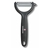 Victorinox Peeler Sparschäler, Gemüseschäler, Extra scharf, Zackenschliffklinge/Zweischneidig, Ergonomischer Griff, Schwarz