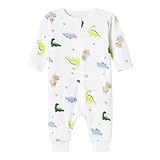 NAME IT Baby - Jungen Nbmnightsuit Zip Wild Lime Dino Noos Schlafoverall, Bright White, 104 EU