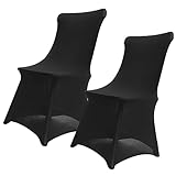 QUMIIRITY 2 Stück Stuhlbezug Beleg für Schutz wasserdicht Party Stuhlabdeckungen stühle abdeckungen Speisesaalstuhlabdeckung Stühle Ärmel Dehnbare Stuhlhussen Polyester Black