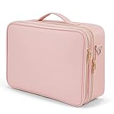 Kosmetiktasche Damen Make up Tasche Groß Make up Koffer Kosmetikkoffer Schminktasche Schminkkoffer Make up Organizer Tasche Beauty Tasche,Rosa