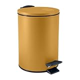 Spirella Kosmetikeimer 3 Liter Edelstahl mit Absenkautomatik und Inneneimer Adelar Badezimmer Mülleimer Softclose Abfalleimer Sun Gelb, Legierter Stahl, Jaune, 3 litres