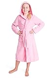 CityComfort Bademantel Kinder, Fleece Morgenmantel Teenager Mädchen für Schwimmbad Sauna Pool, Flauschig Hausanzug Rosa Lila, Geschenke für Kinder (Rosa, 11/12 Jahre)