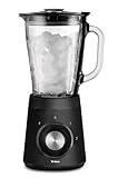 Trisa Standmixer Diners Edition Schwarz, 500W, 1.5L Glasbehälter, 2 Geschwindigkeitsstufen, Pulse-Funktion, Edelstahlmesser, abnehmbar, für Smoothies & Crushed Ice