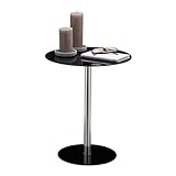 Relaxdays Runder Beistelltisch aus Glas und Edelstahl, dekorativer Loungetisch, HxBxT: 53 x 43 x 43 cm, Schwarz