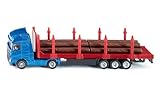 siku 1659, Holz-Transport-LKW, 1:87, Metall/Kunststoff, Blau/Rot, Inkl. Baumstämmen, Blauw