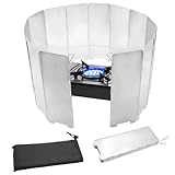 Piuluvor® 14 Platten Gaskocher Windschutz Faltbar Campingkocher Windschutz, Windschutz Camping, Aluminium Camping Windschutz, Windschutz Gaskocher mit Tragetasche für Camping Picknick BBQ